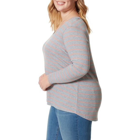 3/15 NWT Jessica Simpson Plus Size Melinda Strip Crabapple Stripe - Picture 2 of 3